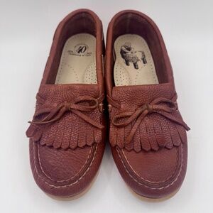 SAS Women's Kiltie Moccasin Loafers - Brown Leather Handsewn | Size 7.5M